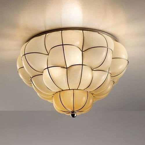 SIRU - Plafón POUFF 3xE27/60W/230V cromo brillante/beige Vidrio veneciano