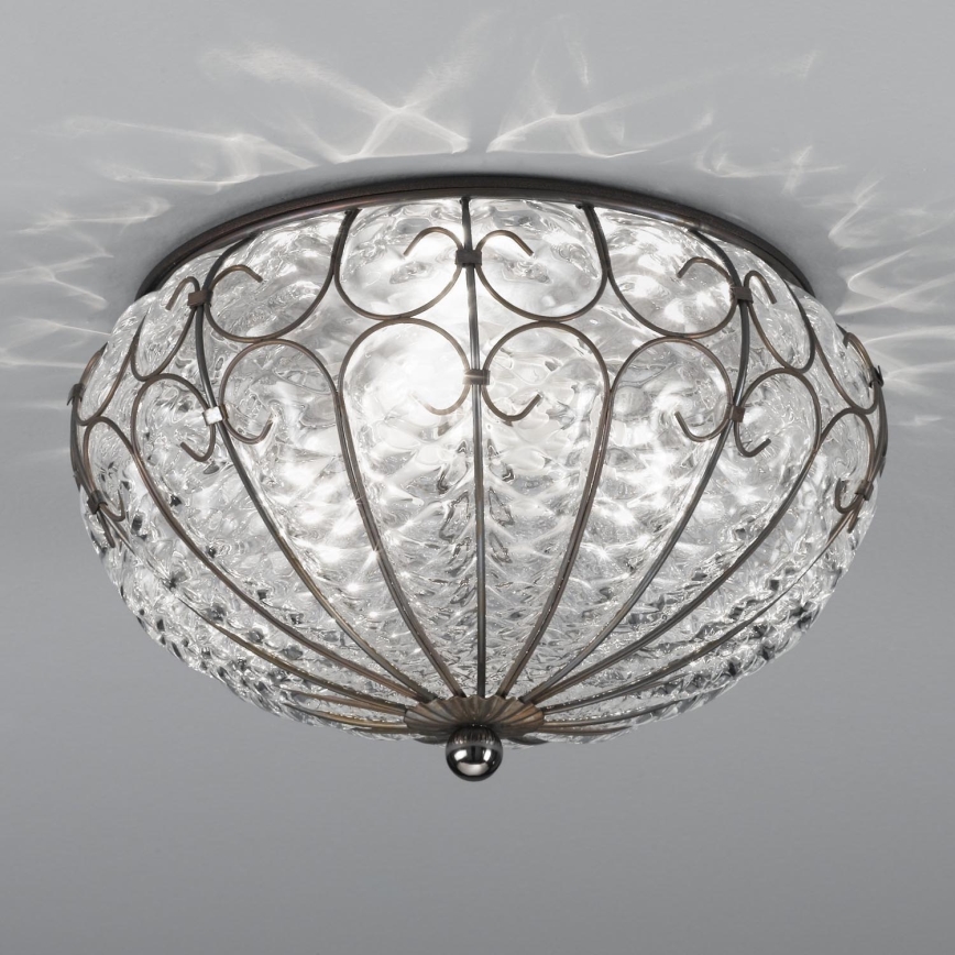 SIRU - Plafón SAN TOMÀ 3xE14/40W/230V transparente/cromo mate vidrio veneciano
