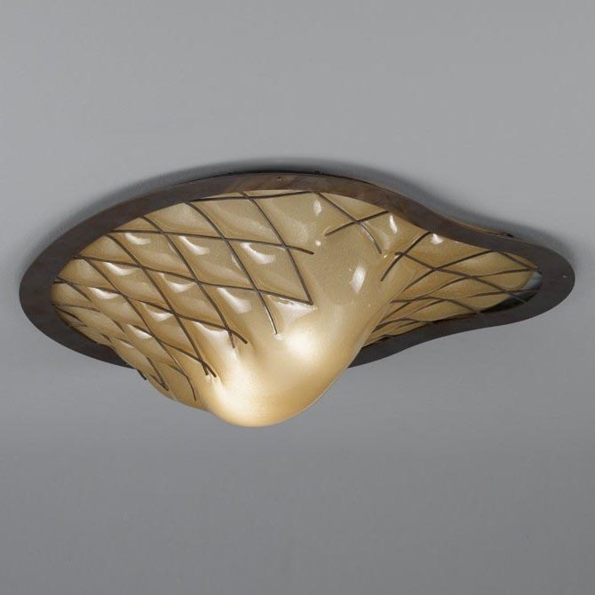 SIRU - Plafón SANT'ERASMO 1xE27/60W/230V marrón/beige Vidrio veneciano