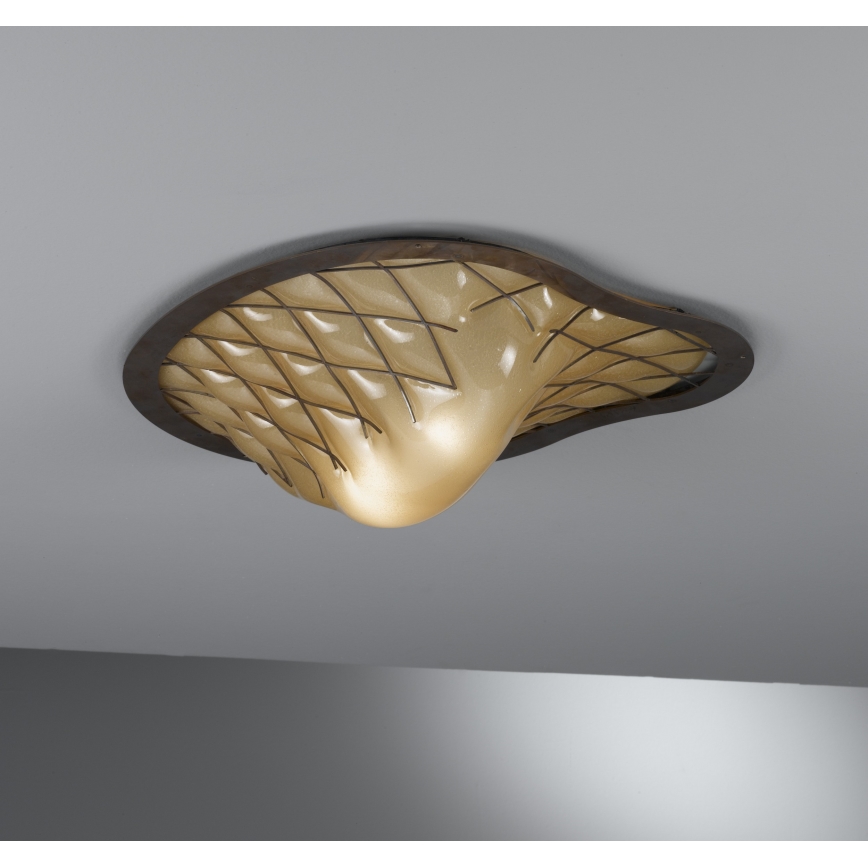 SIRU - Plafón SANT'ERASMO 1xE27/60W/230V marrón/beige Vidrio veneciano