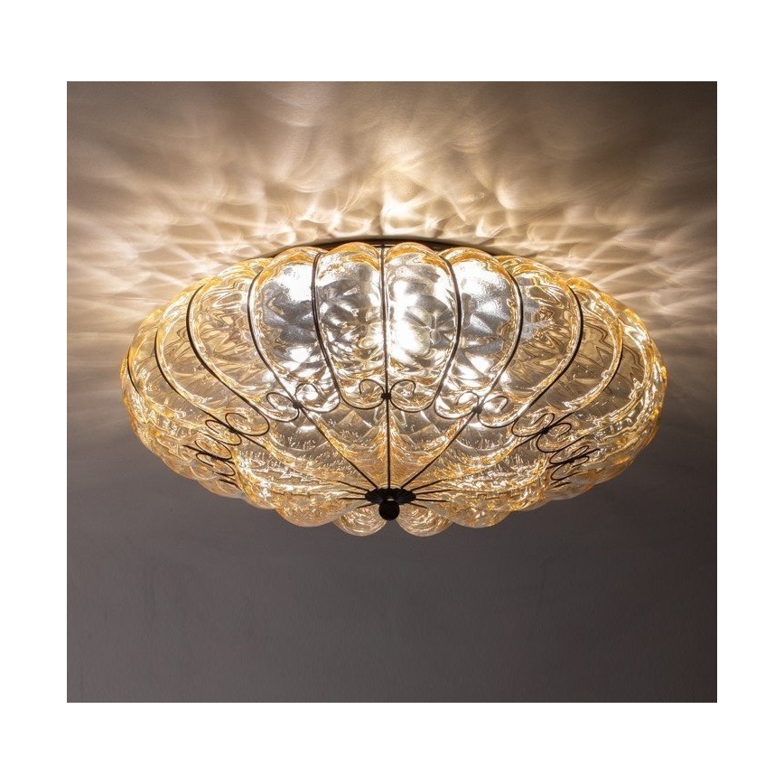 SIRU - Plafón SOLE 3xE14/40W/230V diá. 31 cm beige/cromo mate vidrio veneciano