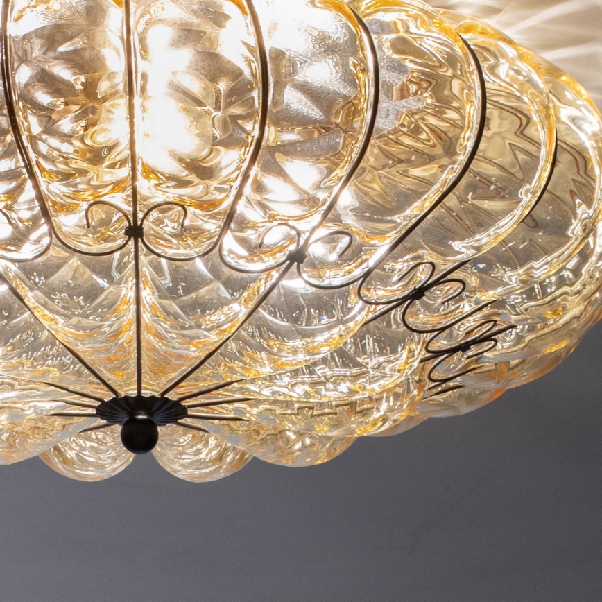 SIRU - Plafón SOLE 3xE14/40W/230V diá. 31 cm beige/cromo mate vidrio veneciano