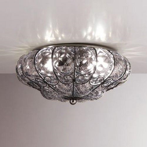 SIRU - Plafón SOLE 3xE14/40W/230V diá. 31 cm transparente/cromo mate vidrio veneciano