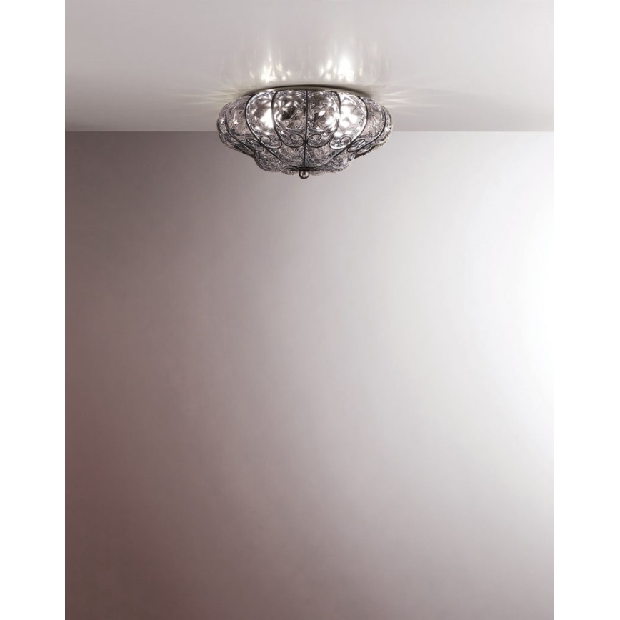 SIRU - Plafón SOLE 3xE14/40W/230V diá. 31 cm transparente/cromo mate vidrio veneciano
