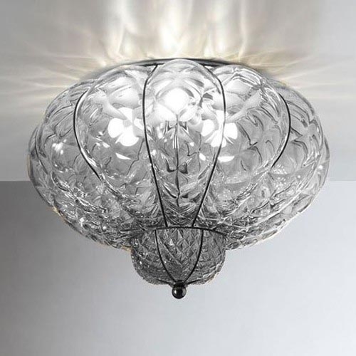 SIRU - Plafón SULTANO 3xE14/40W/230V Ø 34 cm cristal transparente/negro vidrio veneciano