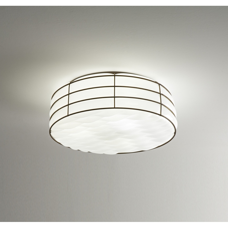 SIRU - Plafón TAMIS 3xE14/40W/230V negro/blanco Vidrio veneciano