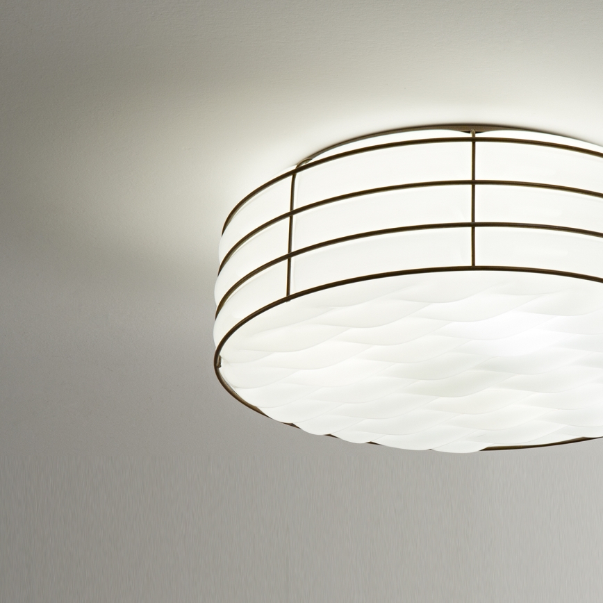 SIRU - Plafón TAMIS 3xE14/40W/230V negro/blanco Vidrio veneciano