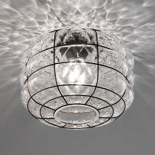 SIRU - Plafón TERRA 1xE27/60W/230V negro/transparente Vidrio veneciano