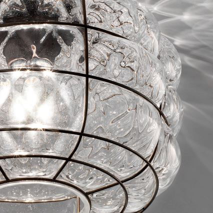 SIRU - Plafón TERRA 1xE27/60W/230V negro/transparente Vidrio veneciano