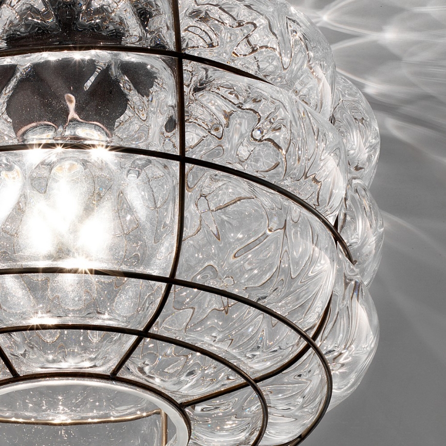 SIRU - Plafón TERRA 1xE27/60W/230V negro/transparente Vidrio veneciano