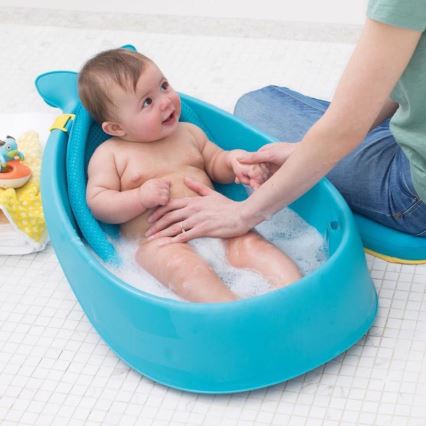 Skip Hop - Bañera para bebé con alfombrilla ergonómica MOBY 3 azul
