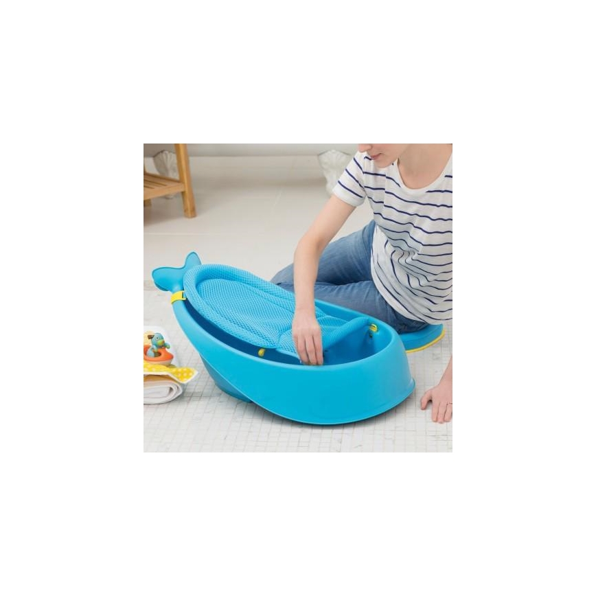 Skip Hop - Bañera para bebé con alfombrilla ergonómica MOBY 3 azul