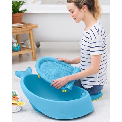 Skip Hop - Bañera para bebé con alfombrilla ergonómica MOBY 3 azul