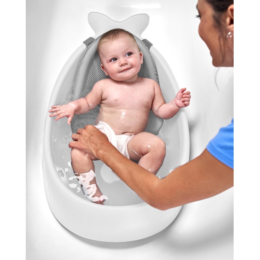 Skip Hop - Bañera para bebé con alfombrilla ergonómica MOBY 3 blanco