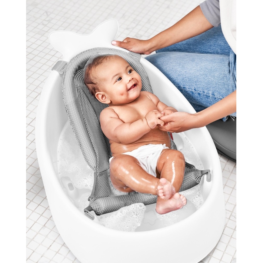 Skip Hop - Bañera para bebé con alfombrilla ergonómica MOBY 3 blanco