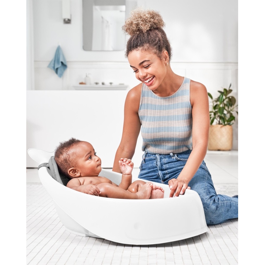 Skip Hop - Bañera para bebé con alfombrilla ergonómica MOBY 3 blanco
