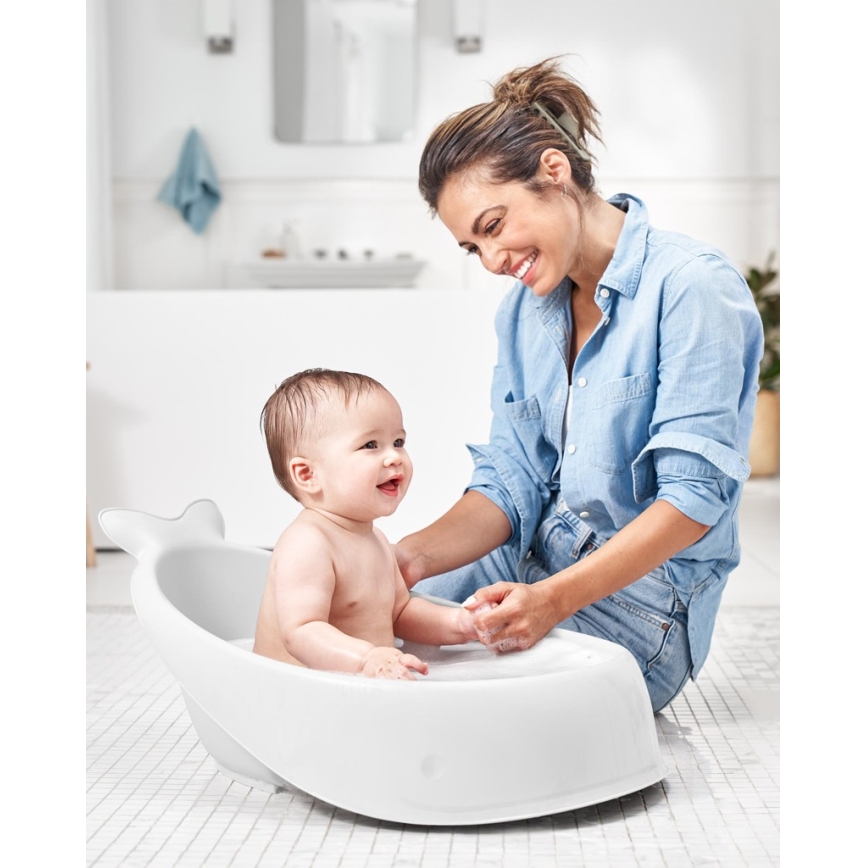 Skip Hop - Bañera para bebé con alfombrilla ergonómica MOBY 3 blanco