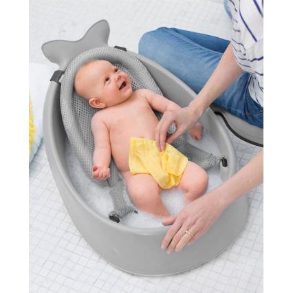 Skip Hop - Bañera para bebé con alfombrilla ergonómica MOBY 3 gris