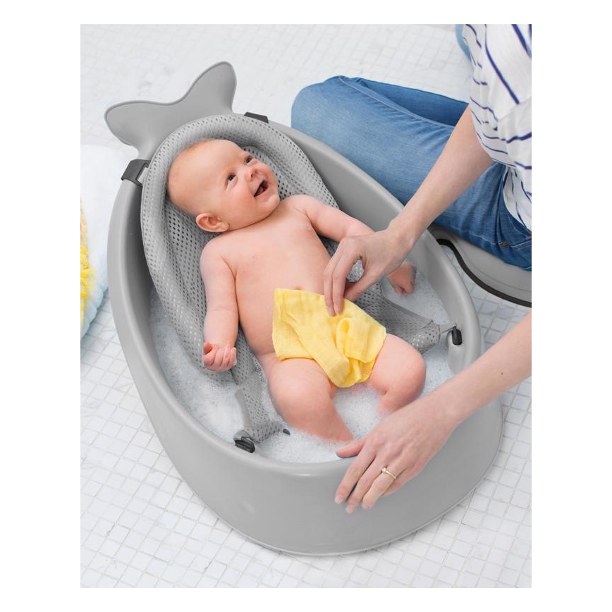 Skip Hop - Bañera para bebé con alfombrilla ergonómica MOBY 3 gris