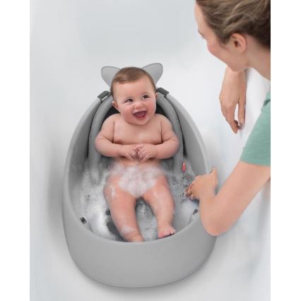 Skip Hop - Bañera para bebé con alfombrilla ergonómica MOBY 3 gris