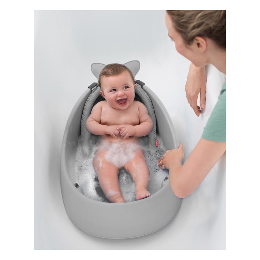 Skip Hop - Bañera para bebé con alfombrilla ergonómica MOBY 3 gris