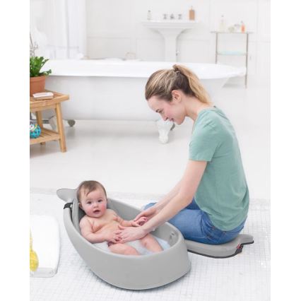 Skip Hop - Bañera para bebé con alfombrilla ergonómica MOBY 3 gris