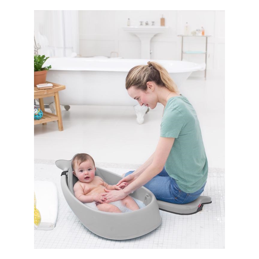 Skip Hop - Bañera para bebé con alfombrilla ergonómica MOBY 3 gris