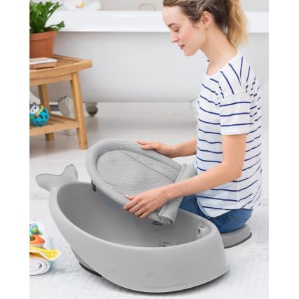 Skip Hop - Bañera para bebé con alfombrilla ergonómica MOBY 3 gris