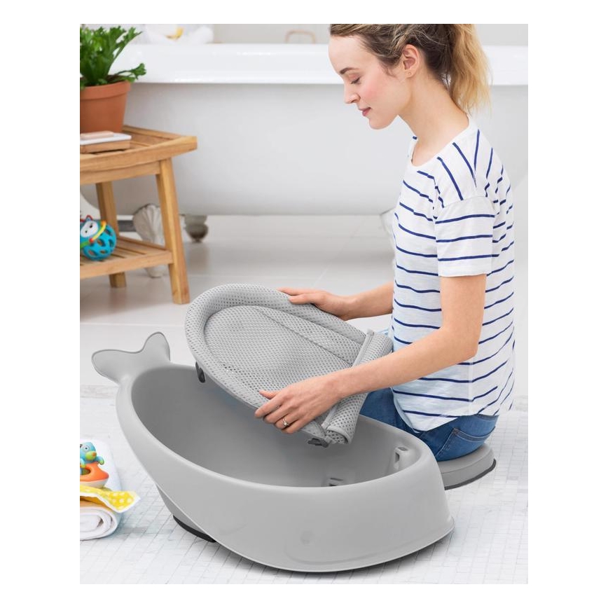 Skip Hop - Bañera para bebé con alfombrilla ergonómica MOBY 3 gris
