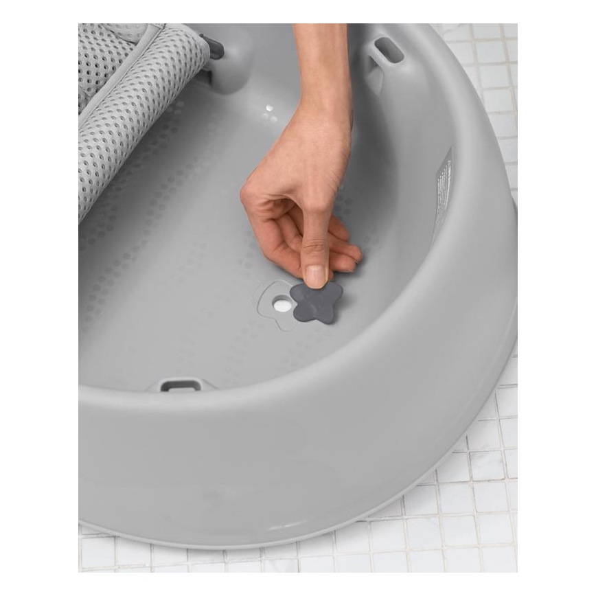 Skip Hop - Bañera para bebé con alfombrilla ergonómica MOBY 3 gris