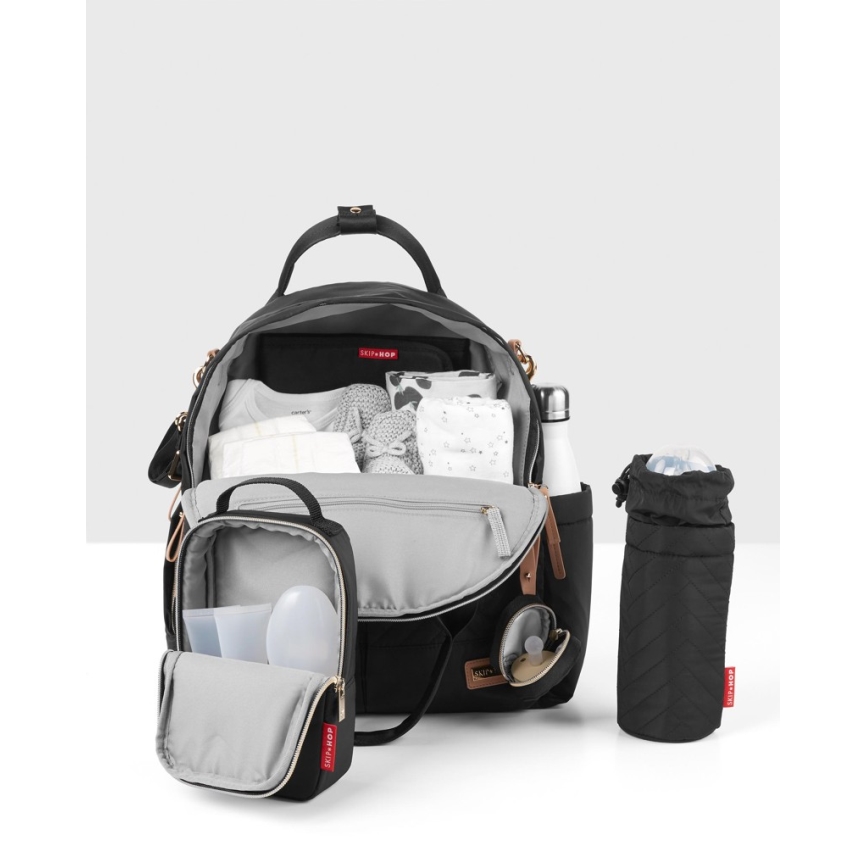Skip Hop - Mochila de pañales para Bebé para cochecito 6en1 SUITE SET negro