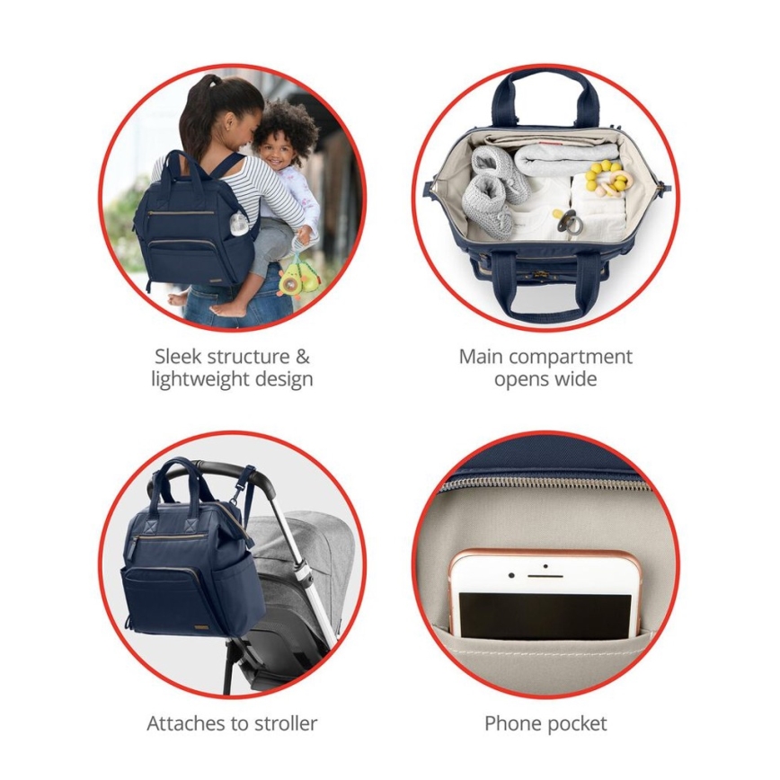 Skip Hop - Mochila de pañales para Bebé para cochecito MAINFRAME Midnight Navy