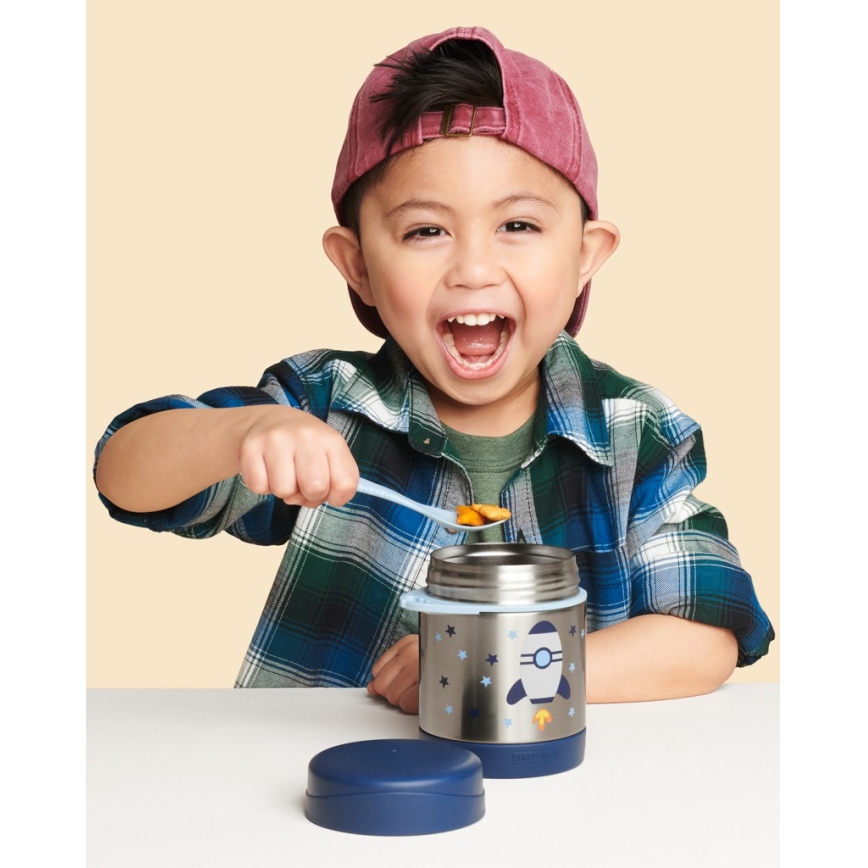 Skip Hop - Recipiente térmico para comida con cuchara/tenedor SPARK STYLE 325 ml cohete espacial