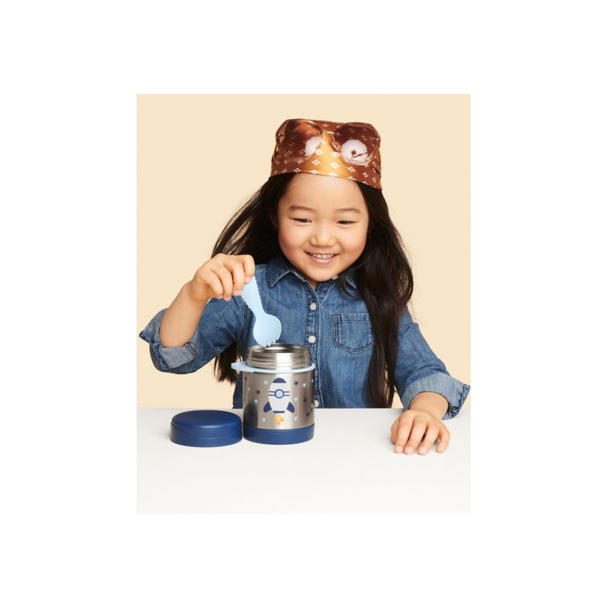 Skip Hop - Recipiente térmico para comida con cuchara/tenedor SPARK STYLE 325 ml cohete espacial