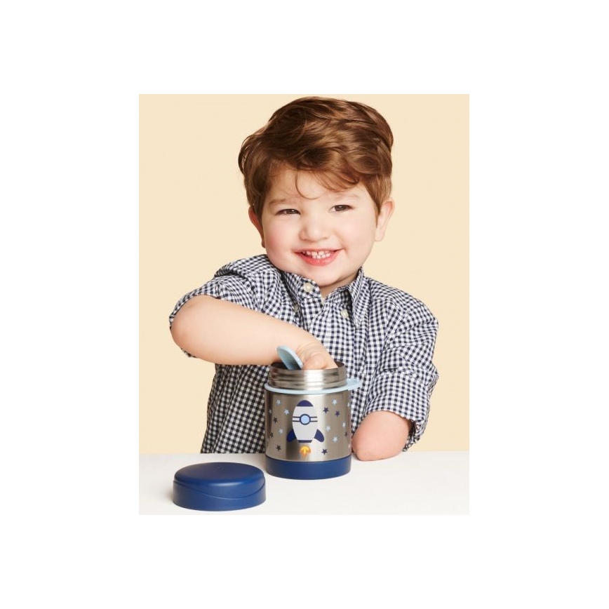 Skip Hop - Recipiente térmico para comida con cuchara/tenedor SPARK STYLE 325 ml cohete espacial