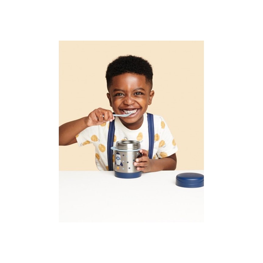 Skip Hop - Recipiente térmico para comida con cuchara/tenedor SPARK STYLE 325 ml cohete espacial