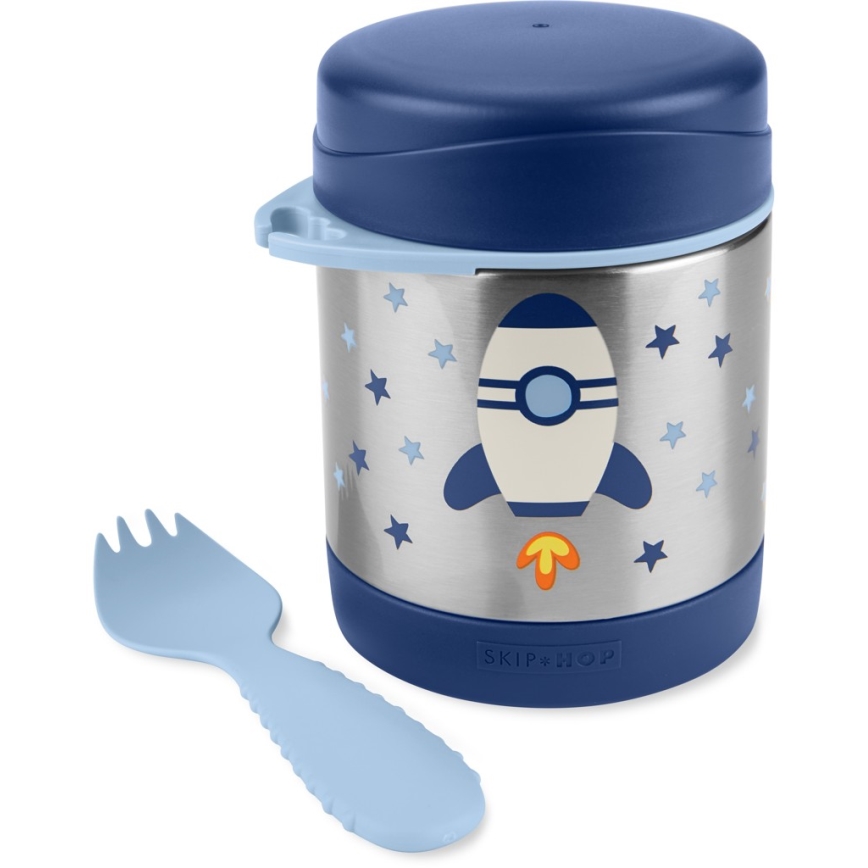 Skip Hop - Recipiente térmico para comida con cuchara/tenedor SPARK STYLE 325 ml cohete espacial