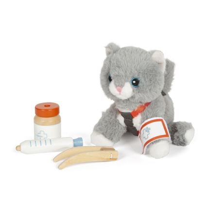 Small Foot - Gato de peluche con kit de cuidados