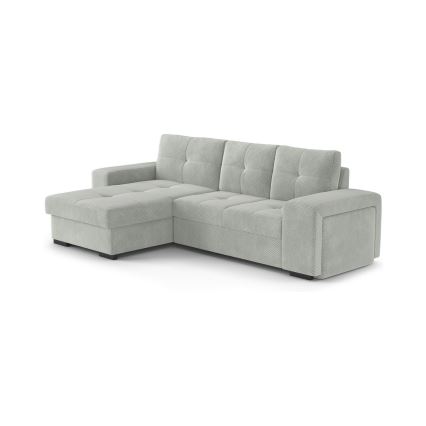 Sofá cama con arcón y puf PALERMO, gris claro, izquierdo