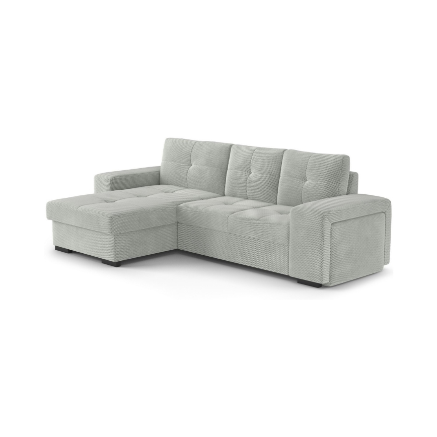 Sofá cama con arcón y puf PALERMO, gris claro, izquierdo