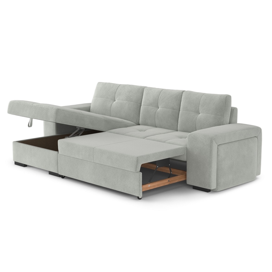 Sofá cama con arcón y puf PALERMO, gris claro, izquierdo