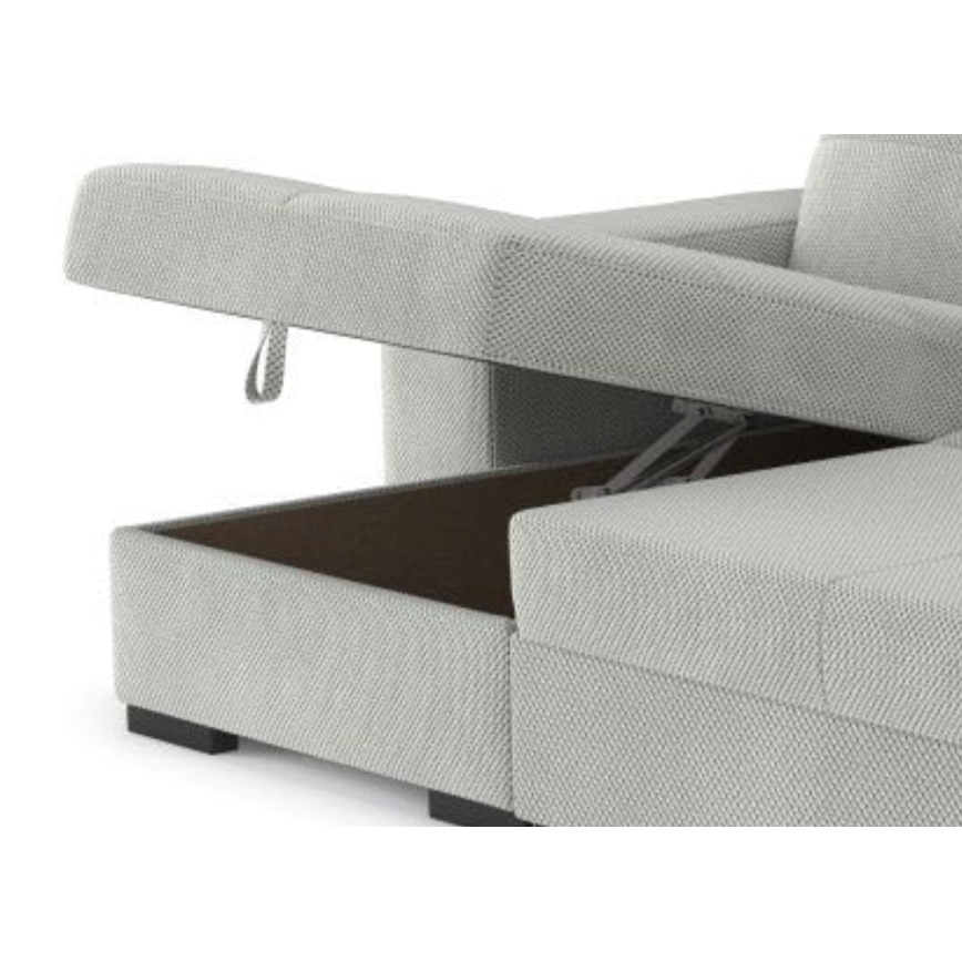 Sofá cama con arcón y puf PALERMO, gris claro, izquierdo