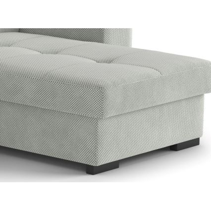 Sofá cama con arcón y puf PALERMO gris claro, versión derecha
