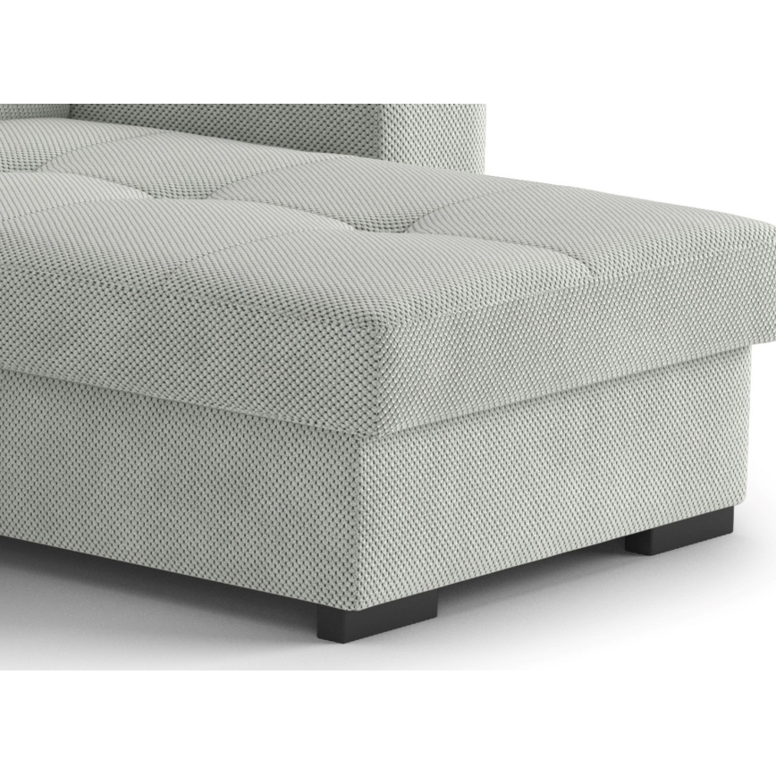 Sofá cama con arcón y puf PALERMO gris claro, versión derecha