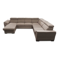 Sofá cama con chaiselongue en forma de U con almacenamiento GRANADA beige