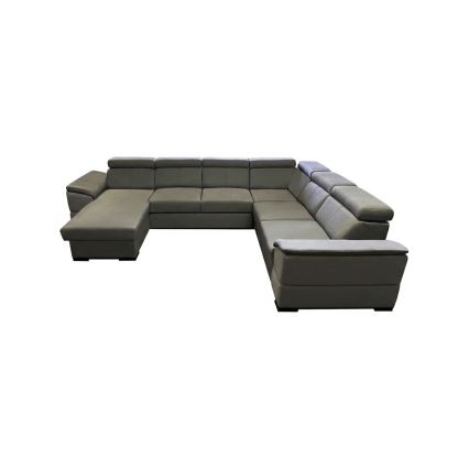 Sofá cama extensible con esquina reversible en U y arcón de almacenamiento GRANADA, gris oscuro