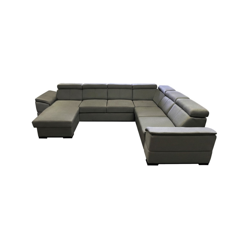 Sofá cama extensible con esquina reversible en U y arcón de almacenamiento GRANADA, gris oscuro