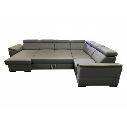 Sofá cama extensible con esquina reversible en U y arcón de almacenamiento GRANADA, gris oscuro