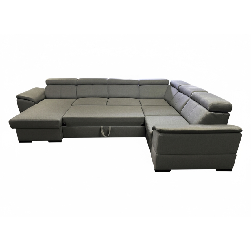 Sofá cama extensible con esquina reversible en U y arcón de almacenamiento GRANADA, gris oscuro