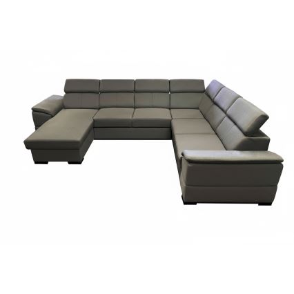 Sofá cama extensible con esquina reversible en U y arcón de almacenamiento GRANADA, gris oscuro